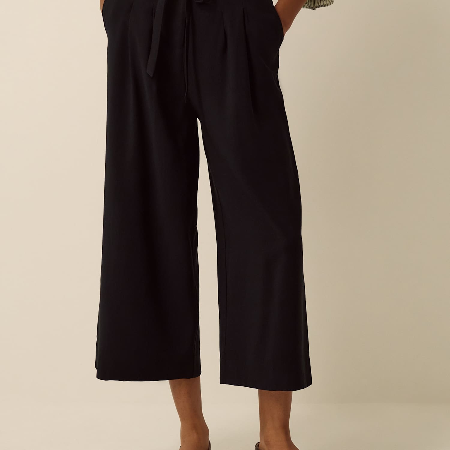 Monsoon Women's Wide Leg Culotte Trousers With Tie - 20 - Black - Available at M&S