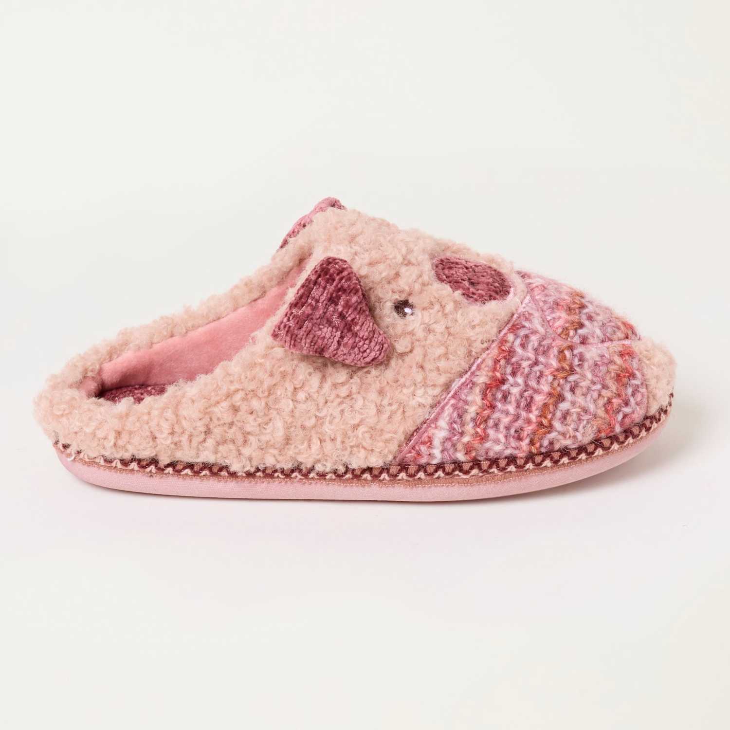 Fatface Women's Pig Mule Slippers - Small - Pink Mix - Available at M&S