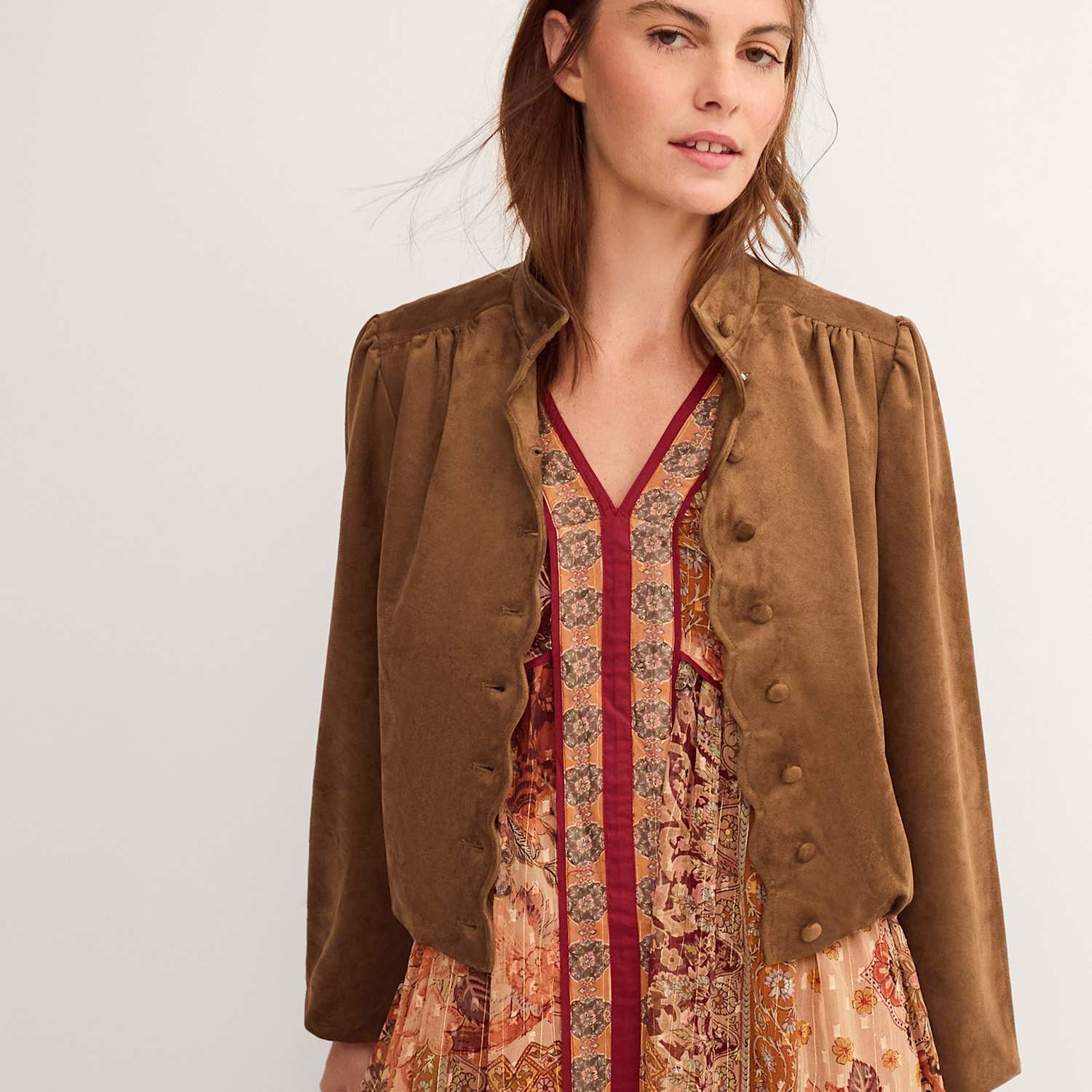 Monsoon Women's Faux Suede Jacket - 8 - Brown - Available at M&S