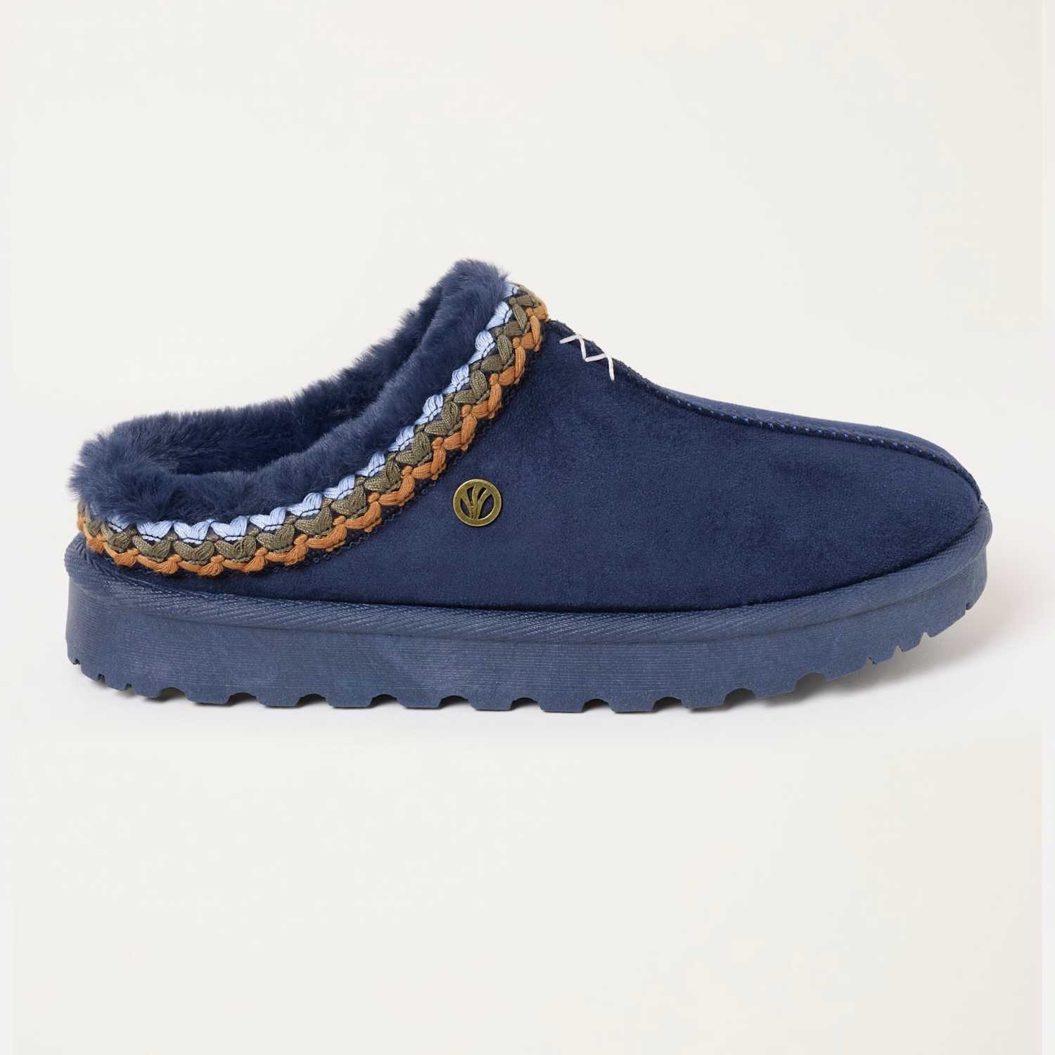 Fatface Women's Faux Fur Lined Mule Slippers - 5 - Navy Mix - Available at M&S