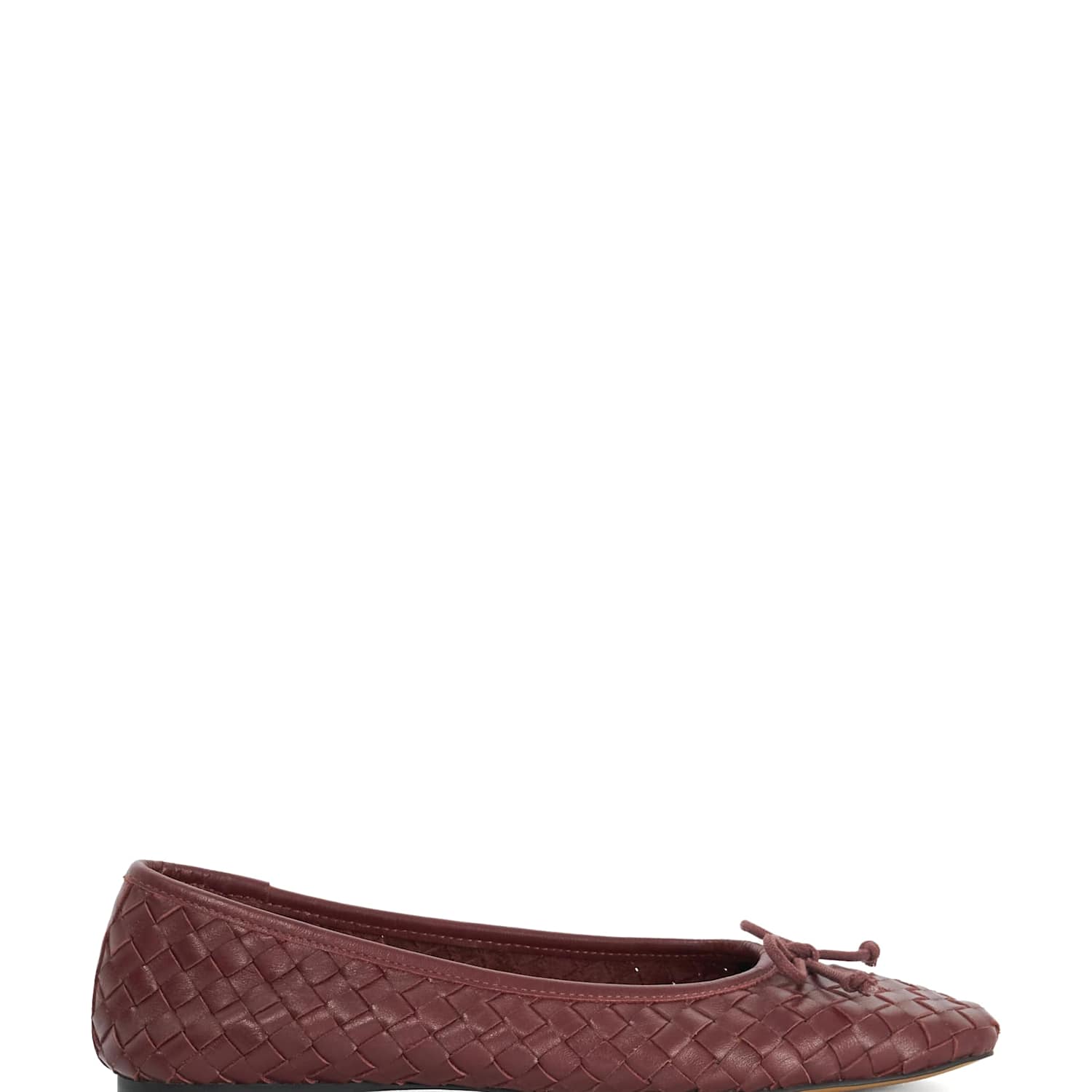 Dune London Women's Leather Woven Flat Ballet Pumps - 3 - Burgundy - Available at M&S