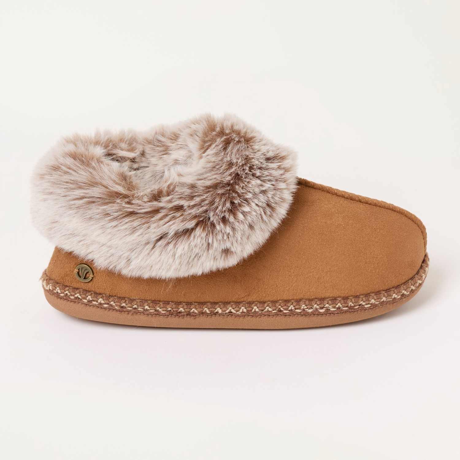 Fatface Women's Faux Fur Lined Mule Slipper Boots - Small - Brown Mix - Available at M&S
