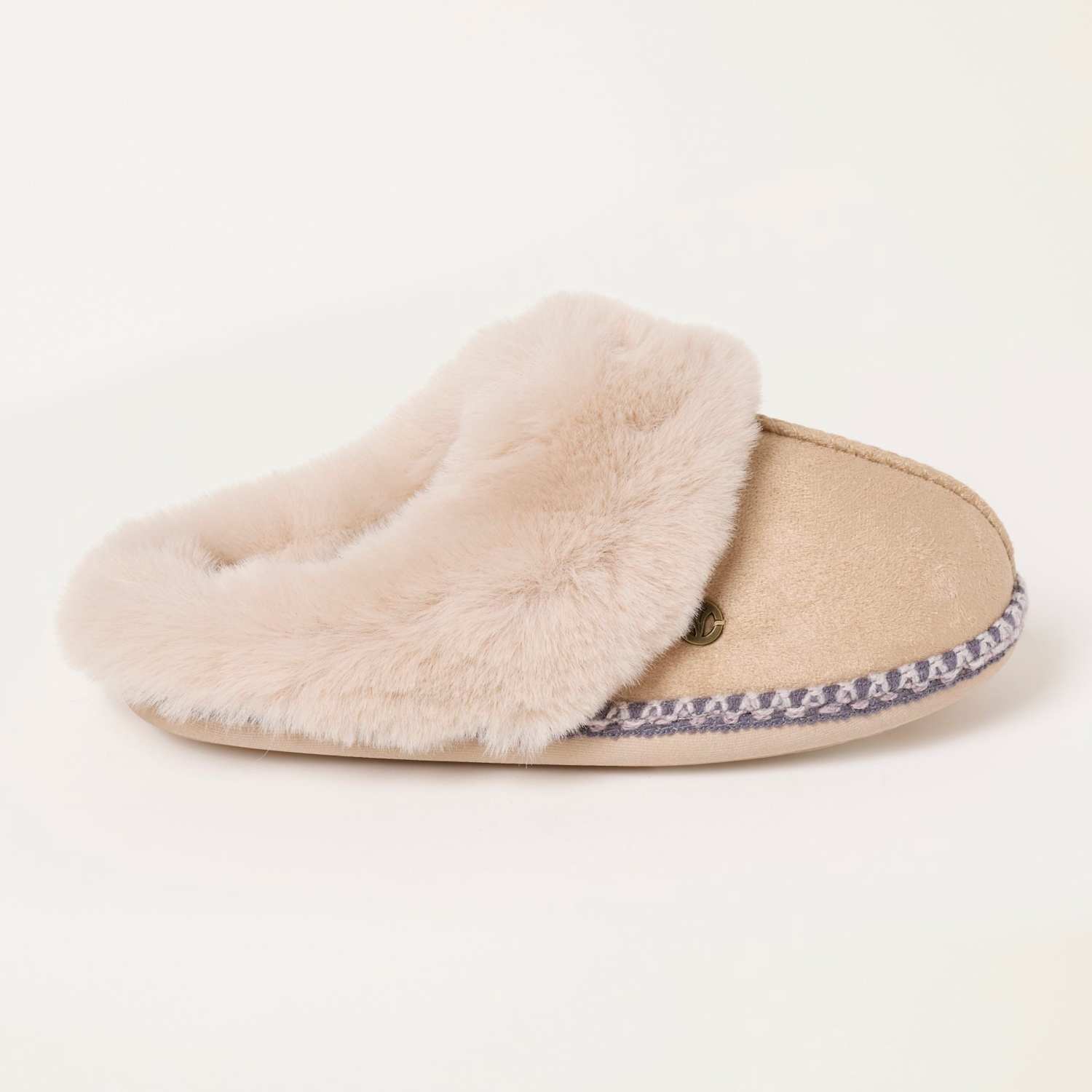 Fatface Women's Faux Fur Lined Mule Slippers - Small - Ivory Mix - Available at M&S