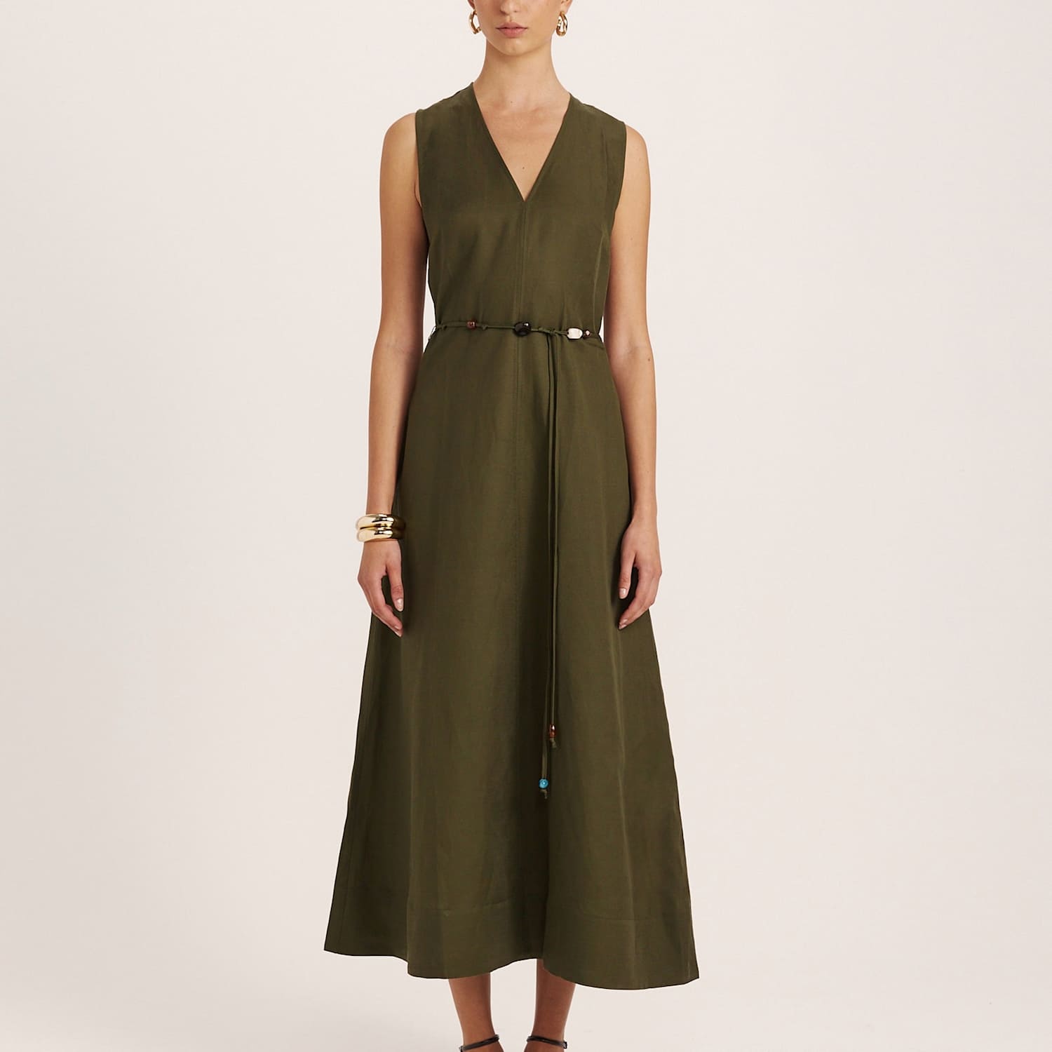 Saba Women's Sleeveless V Neck Midi Dress - 12 - Green - Available at M&S