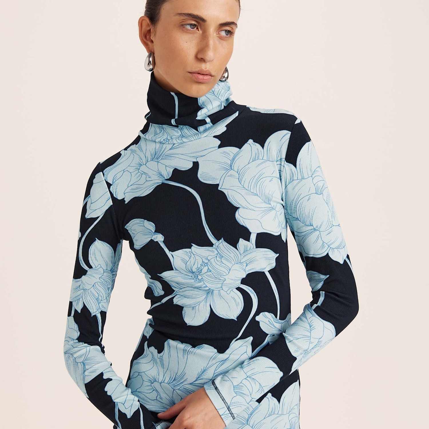 Saba Women's Floral Roll Neck Long Sleeve Top - Small - Multi - Available at M&S