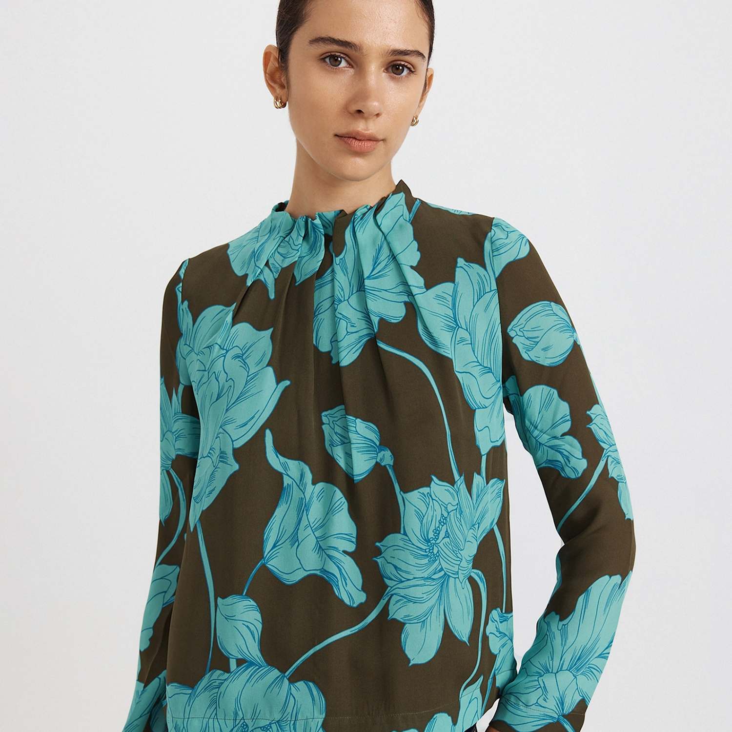 Saba Women's Floral High Neck Silk Blouse - 12 - Multi - Available at M&S