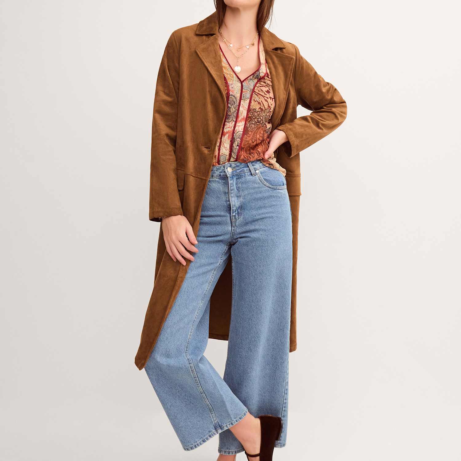 Monsoon Women's Faux Suede Coat - Large - Tan - Available at M&S