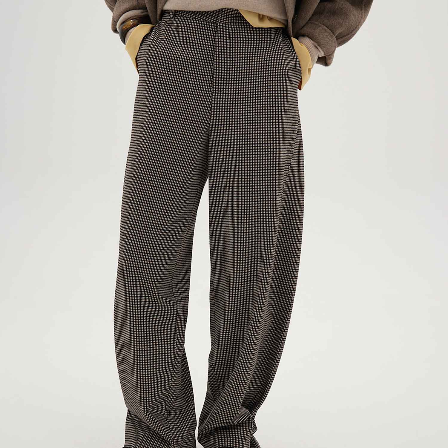 Hush Women's Taylor Checked Barrel Leg Joggers - Medium - Brown Mix - Available at M&S