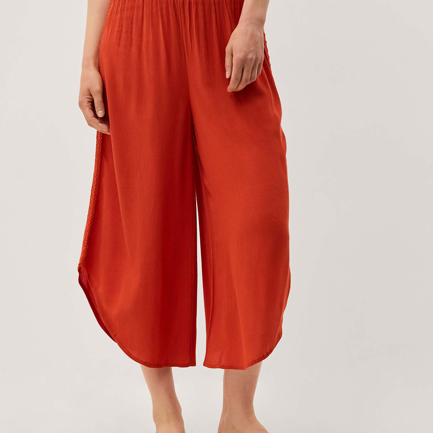 Monsoon Women's Wide Leg Trousers - Medium - Orange Mix - Available at M&S