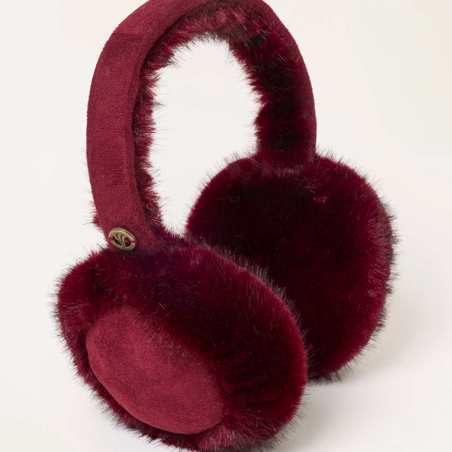 Fatface Women's Fluffy Earmuffs - Burgundy - Available at M&S