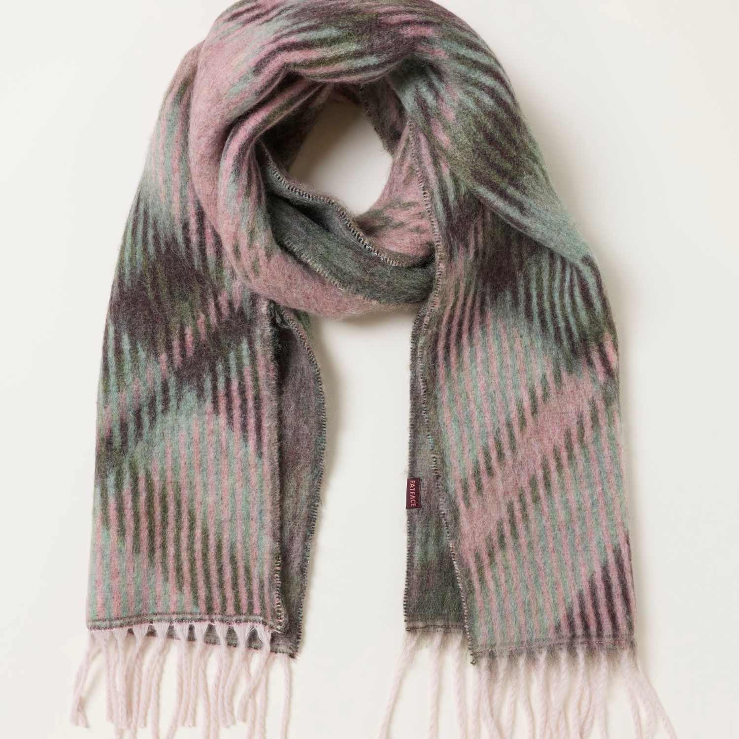 Fatface Women's Argyle Patterned Scarf - Red Mix - Available at M&S