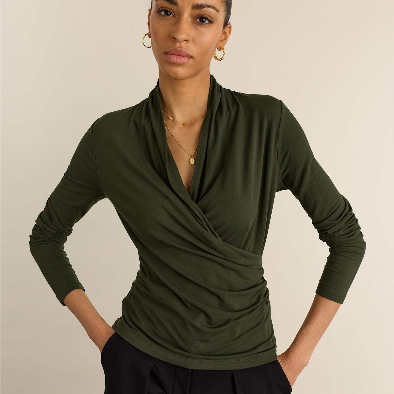 Baukjen Women's Fixed Wrap Top - 14 - Green - Available at M&S