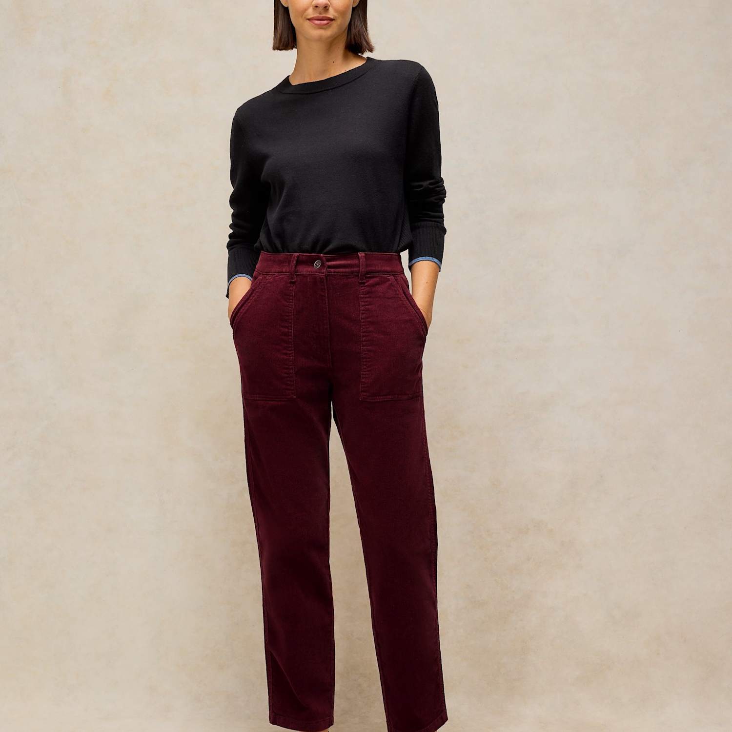 White Stuff Women's Twister Cord Tapered Trousers - 14 - Purple - Available at M&S
