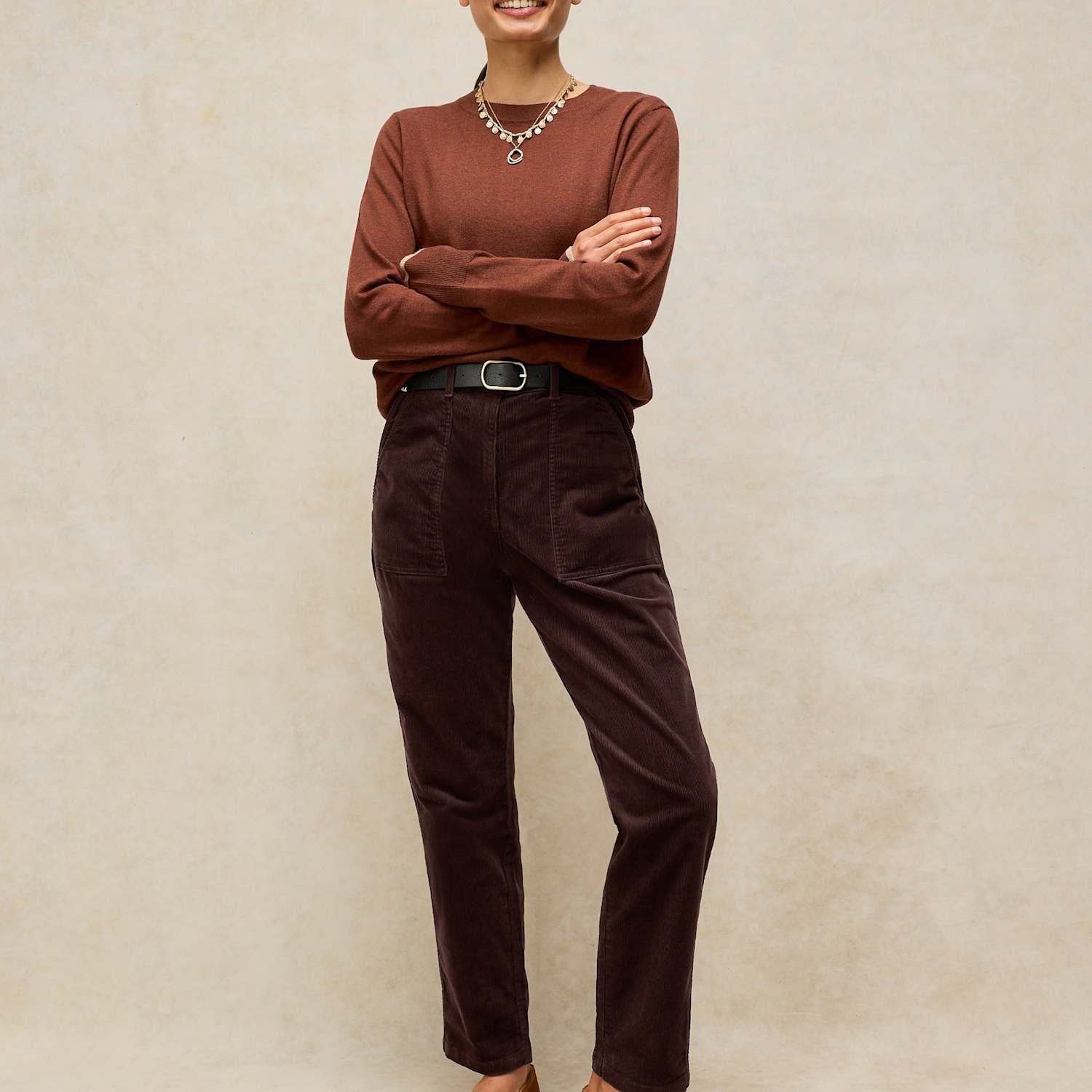 White Stuff Women's Twister Cord Tapered Trousers - 6 - Brown - Available at M&S
