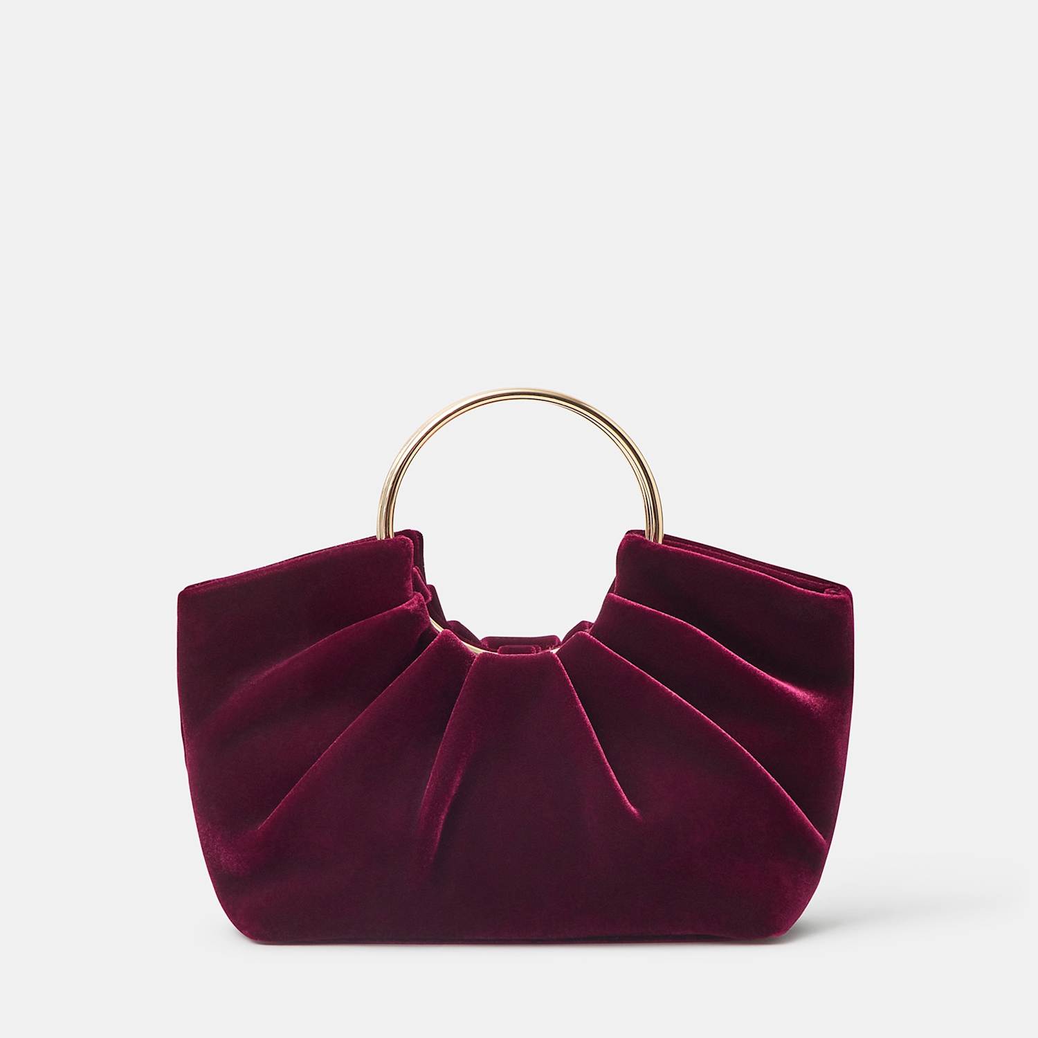 Accessorize Women's Ruched Ring Detail Velvet Clutch Bag - Burgundy - Available at M&S