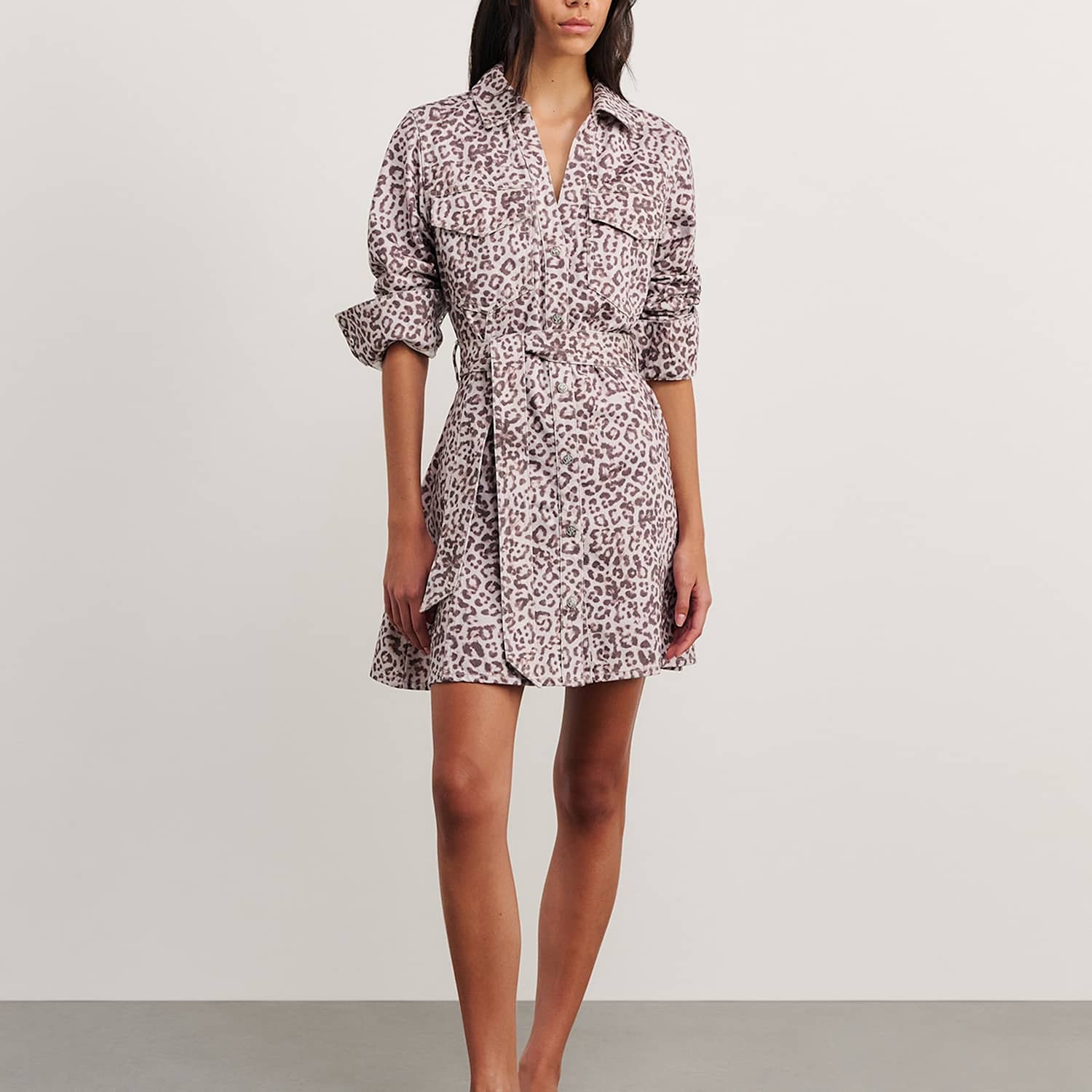 Jag Women's Pure Cotton Animal Print Mini Shirt Dress - 12 - Brown Mix - Available at M&S