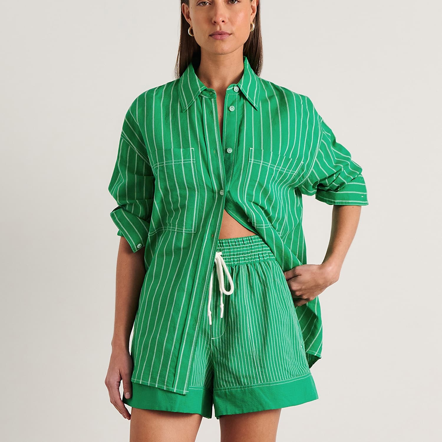 Jag Women's Linen Rich Striped Shirt - 12 - Green - Available at M&S