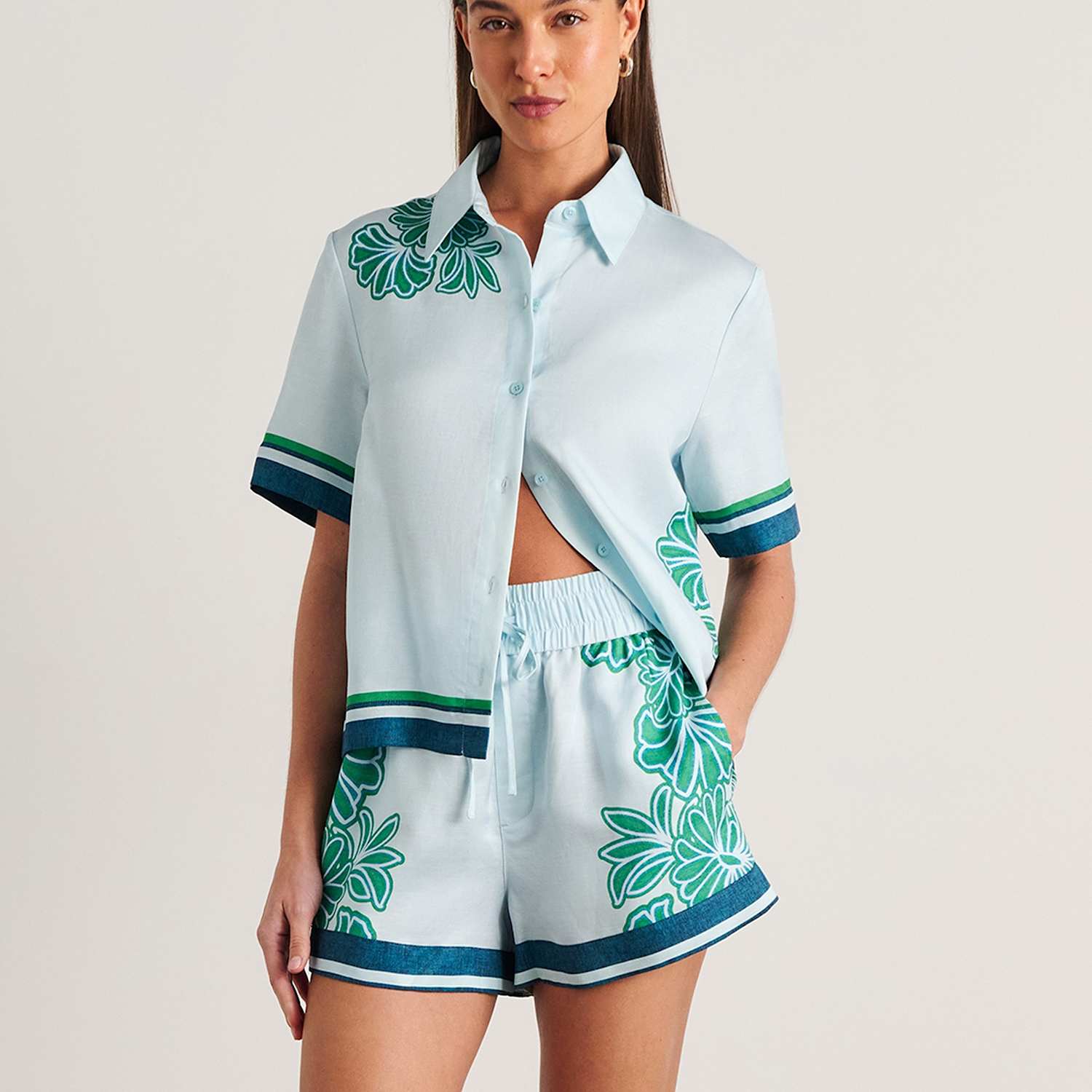Jag Women's Printed Shirt with Linen - 12 - Navy - Available at M&S