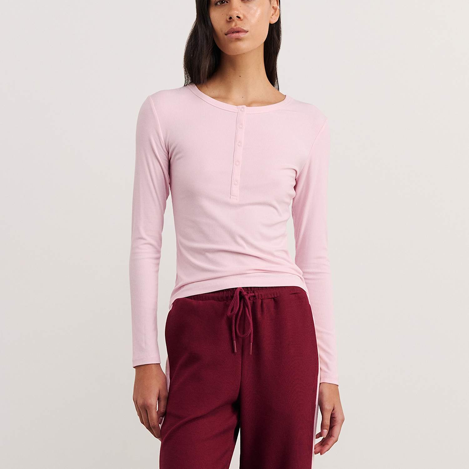 Jag Women's Round Neck Henley Top - 12 - Pink - Available at M&S