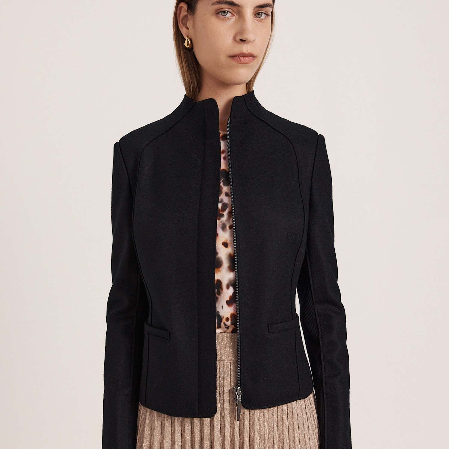 Saba Women's Wool Rich Zip Up Biker Jacket - 12 - Black - Available at M&S