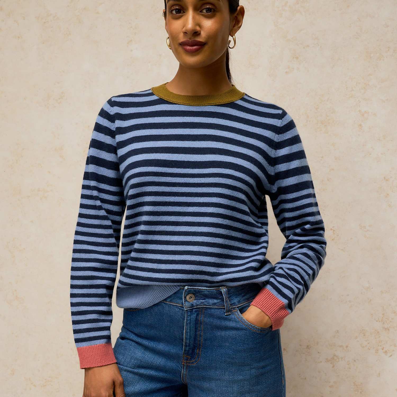 White Stuff Women's V Neck Jumper With Wool - 14 - Blue Mix - Available at M&S