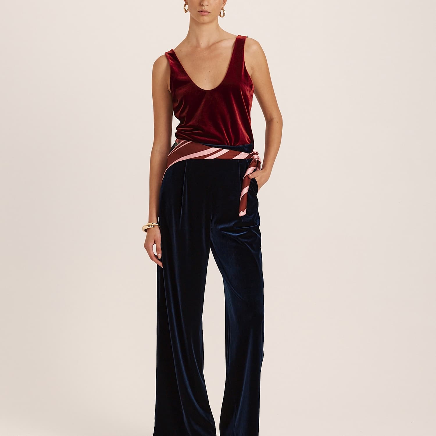 Saba Women's Wide Leg Lined Trousers - 10 - Blue - Available at M&S