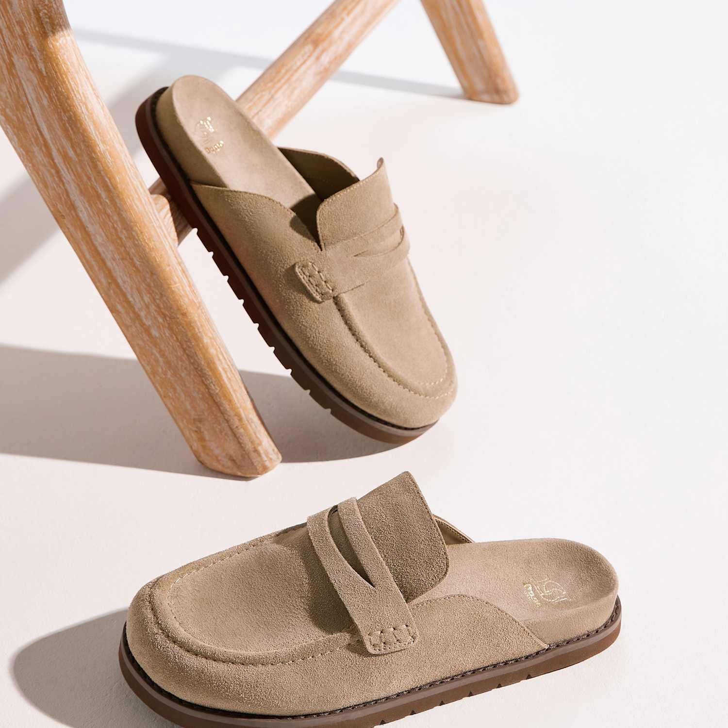 Dune London Women's Suede Flat Mules - 5 - Taupe - Available at M&S