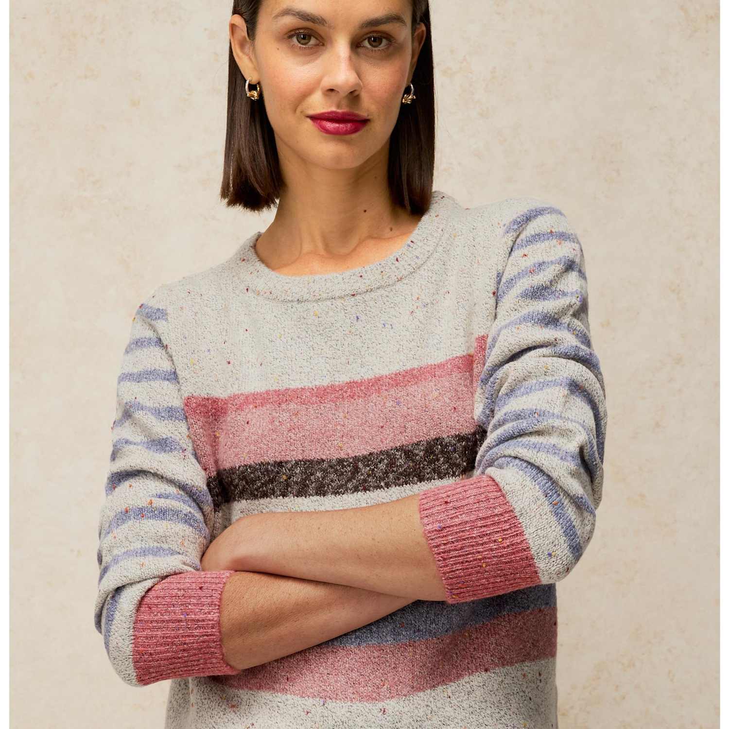 White Stuff Women's Crew Neck Long Sleeve Knit Jumper - 20 - Grey Mix - Available at M&S