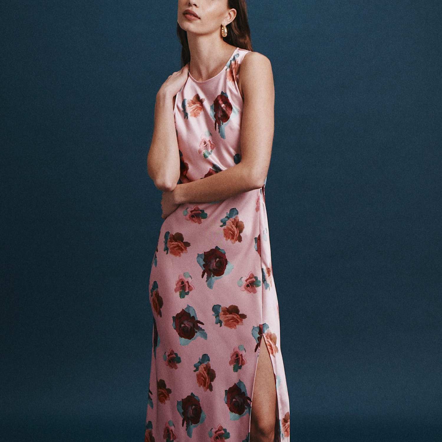 Saba Women's Floral Button Front Maxi Column Dress - 8 - Pink Mix - Available at M&S