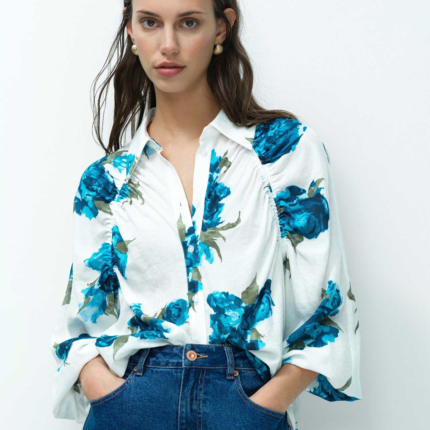 French Connection Women's Floral Shirt - Small - White Mix - Available at M&S