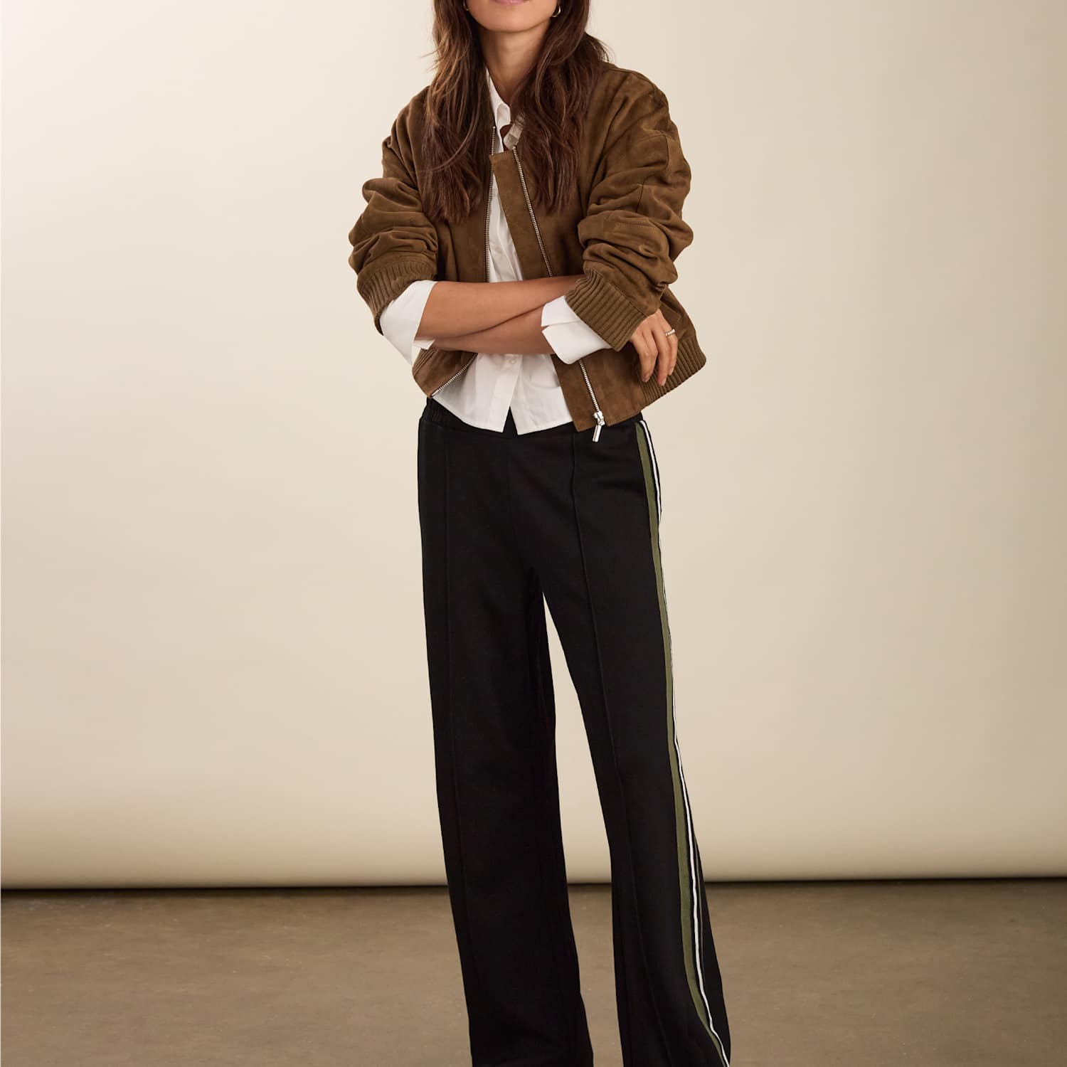 Baukjen Women's Side Stripe Wide Leg Trousers - 10 - Black - Available at M&S