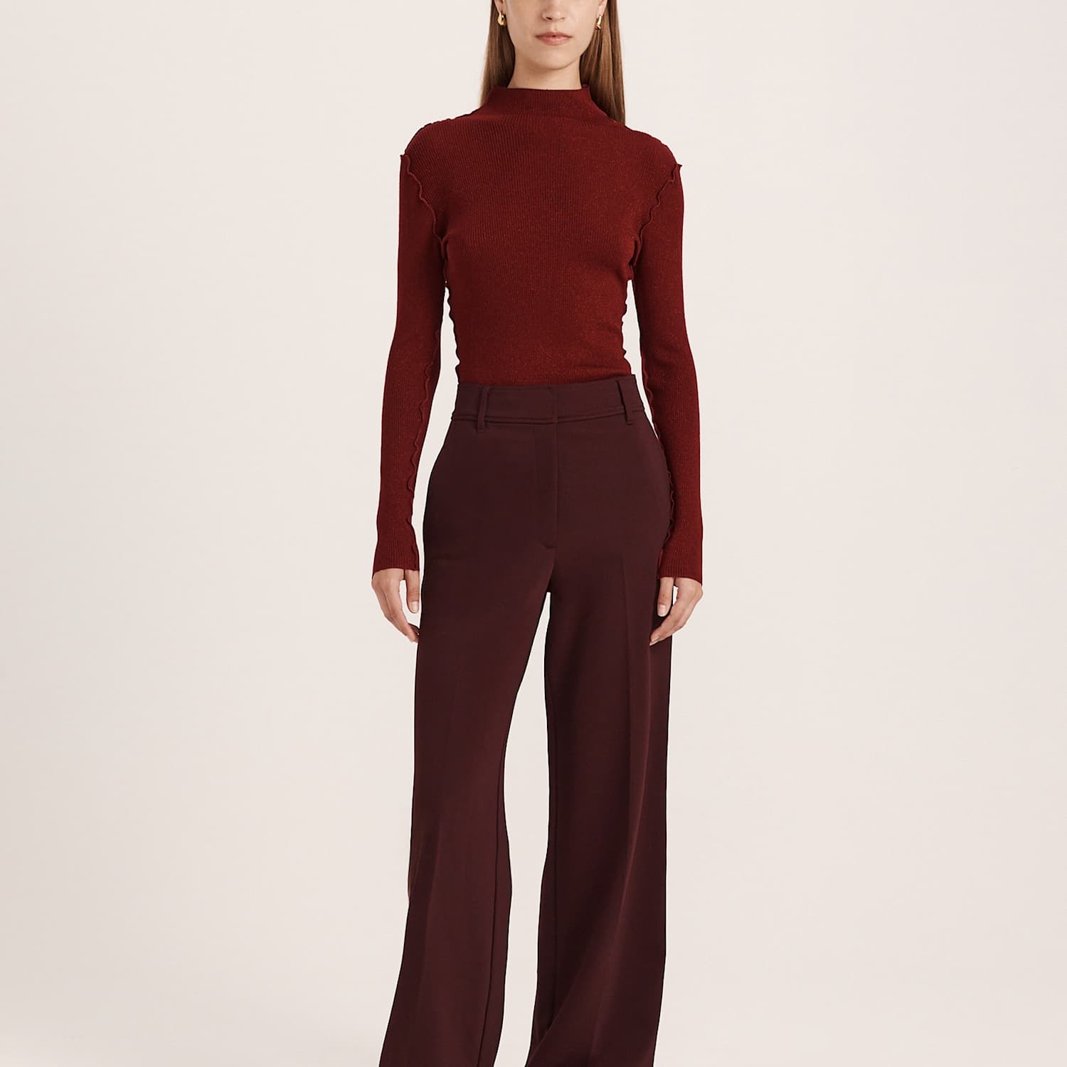 Saba Women's Striped Wide Leg Trousers - 12 - Red - Available at M&S