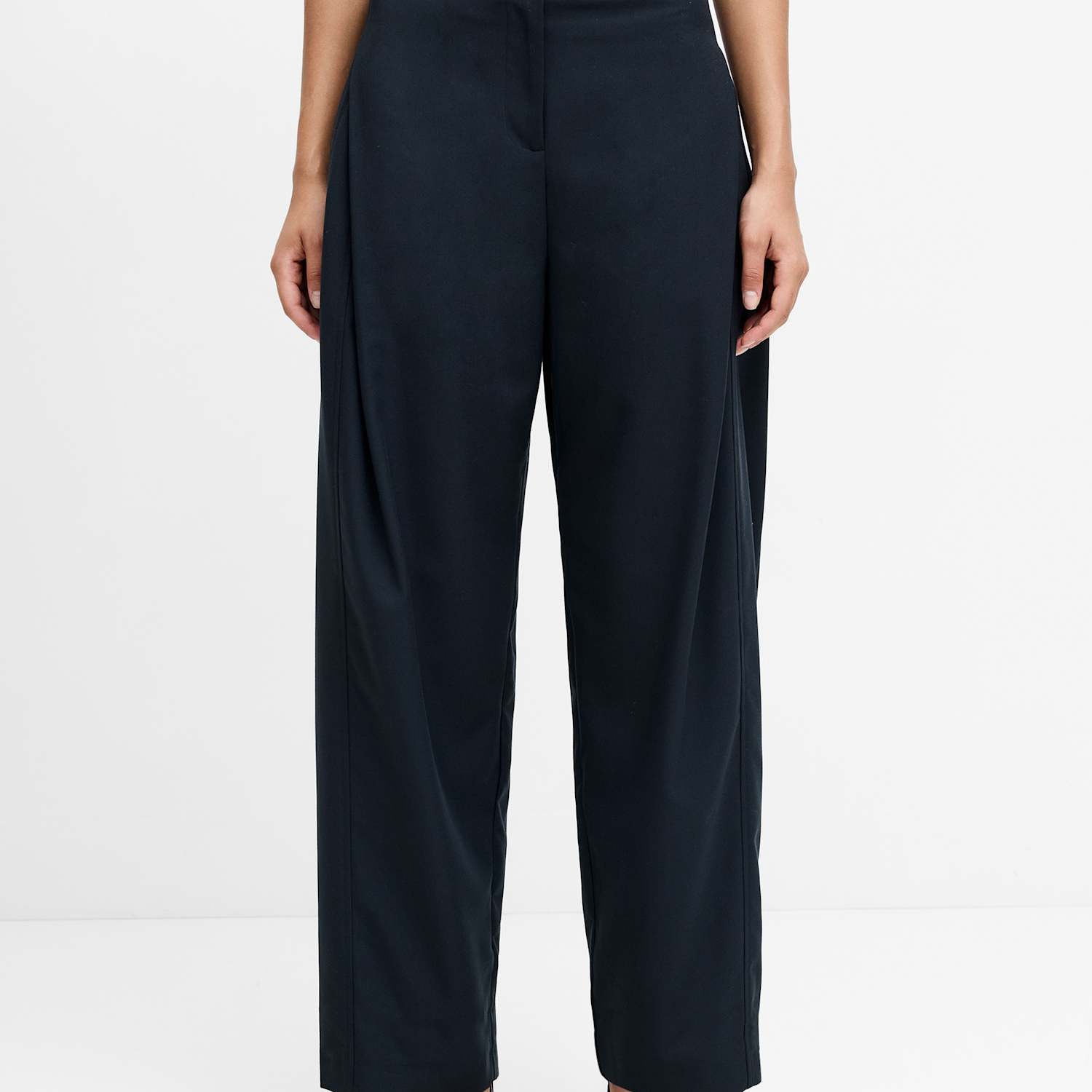 French Connection Women's Pleat Front Wide Leg Trousers - 12 - Dark Grey - Available at M&S