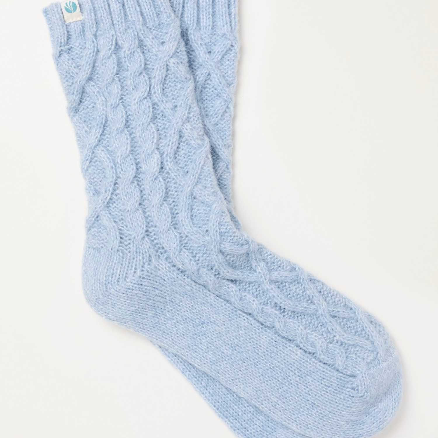 Fatface Women's Cable Knit Fluffy Socks - Blue Mix - Available at M&S
