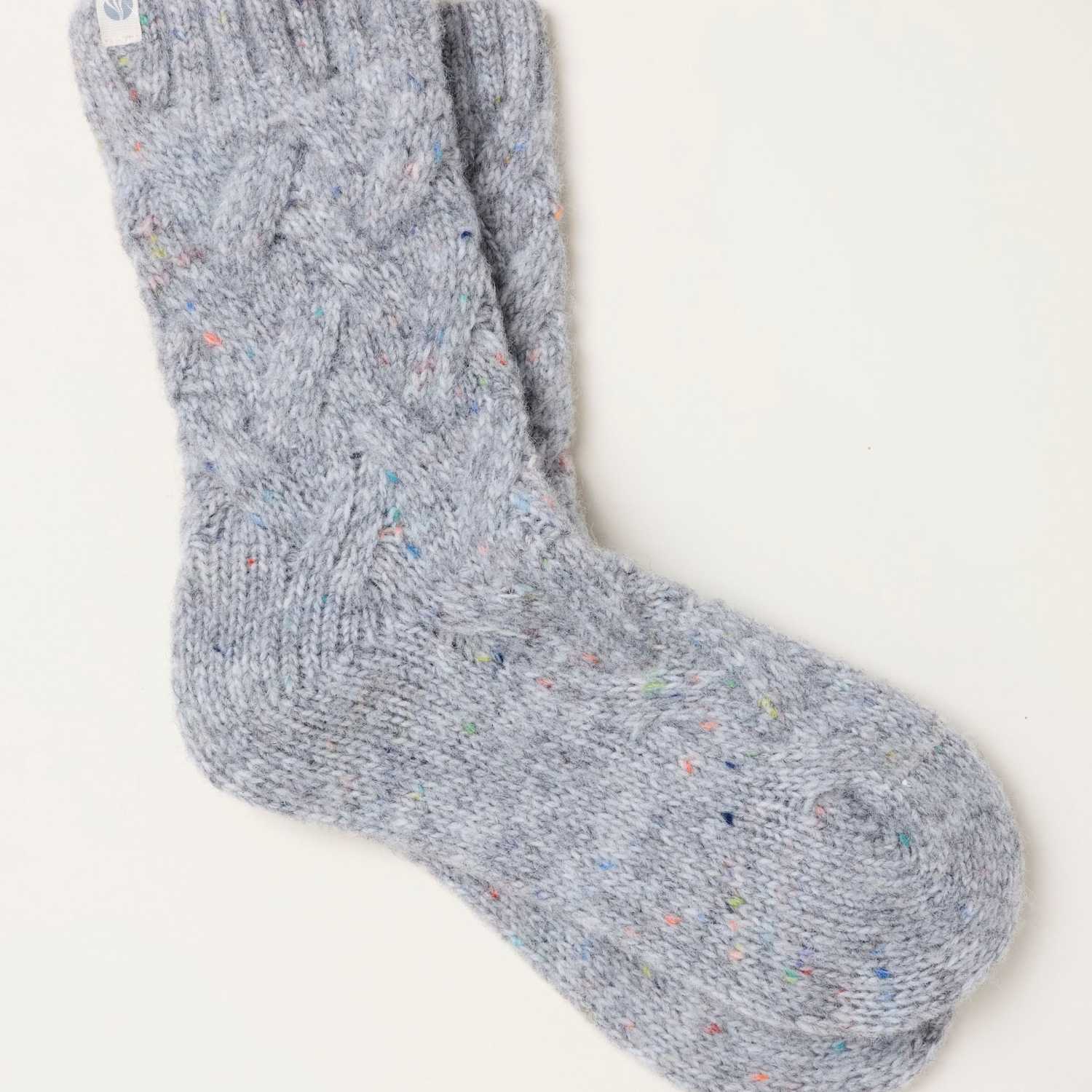 Fatface Women's Cable Knit Fluffy Socks - Grey Mix - Available at M&S