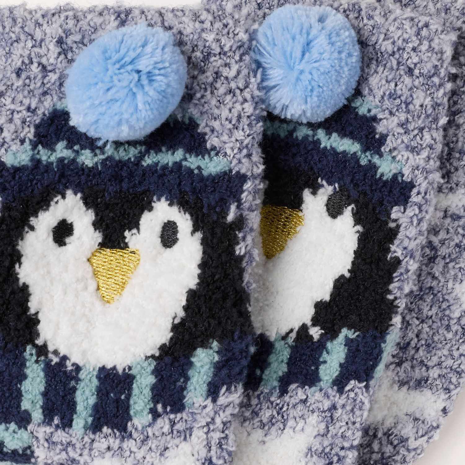 Fatface Women's Penguin Fluffy Socks - Blue Mix - Available at M&S
