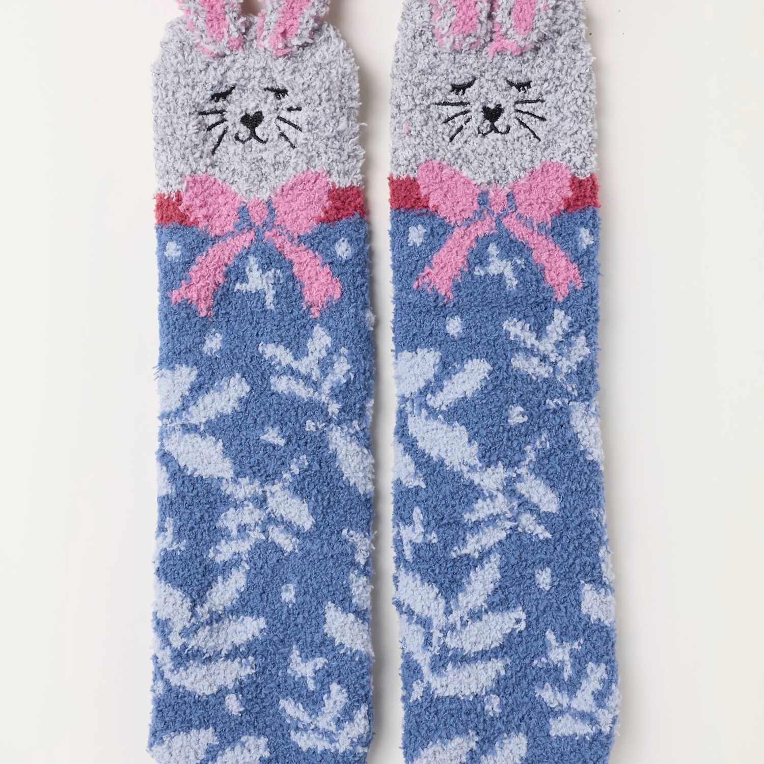 Fatface Women's Hare Fluffy Socks - Navy Mix - Available at M&S