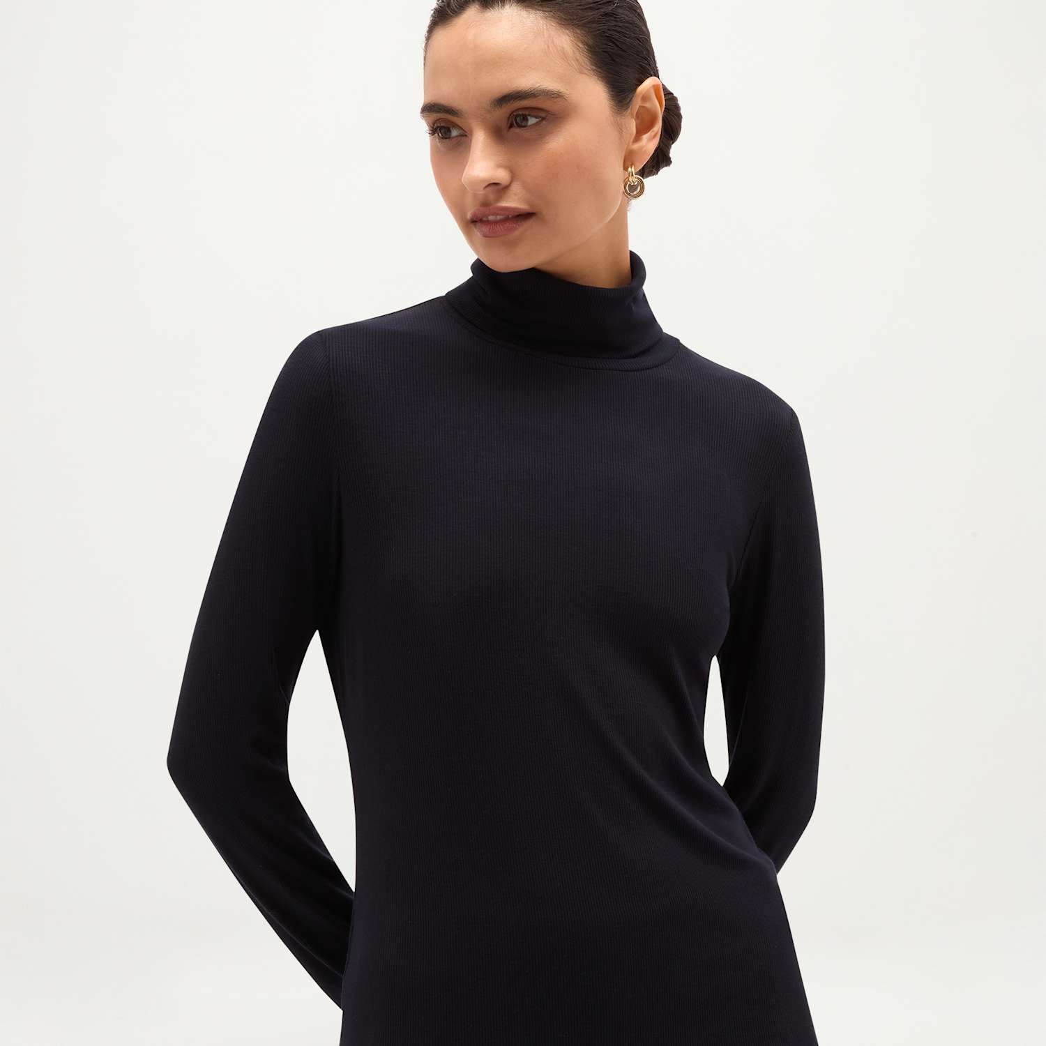 Hobbs Women's Ribbed Roll Neck Top - Medium - Navy - Available at M&S