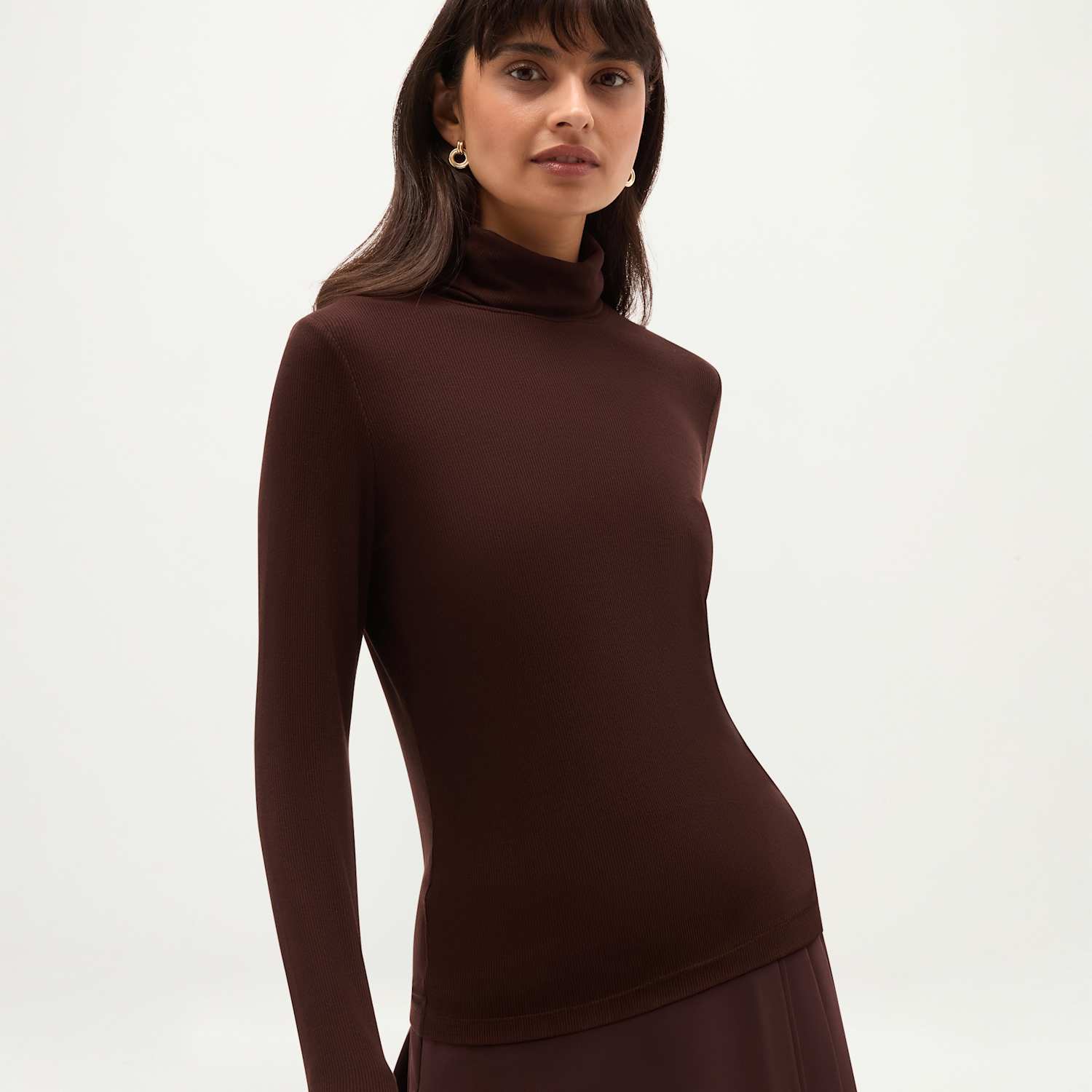 Hobbs Women's Ribbed Roll Neck Top - Small - Brown - Available at M&S