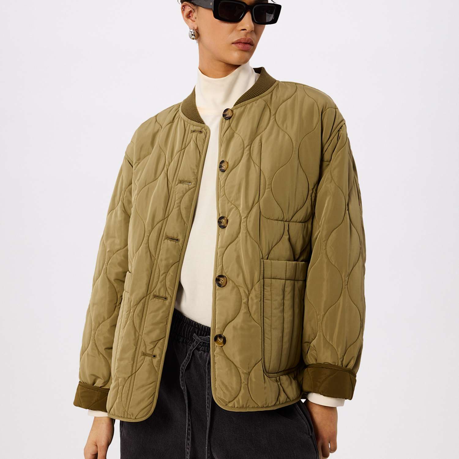 Whistles Women's Reversible Quilted Jacket - Small - Khaki - Available at M&S