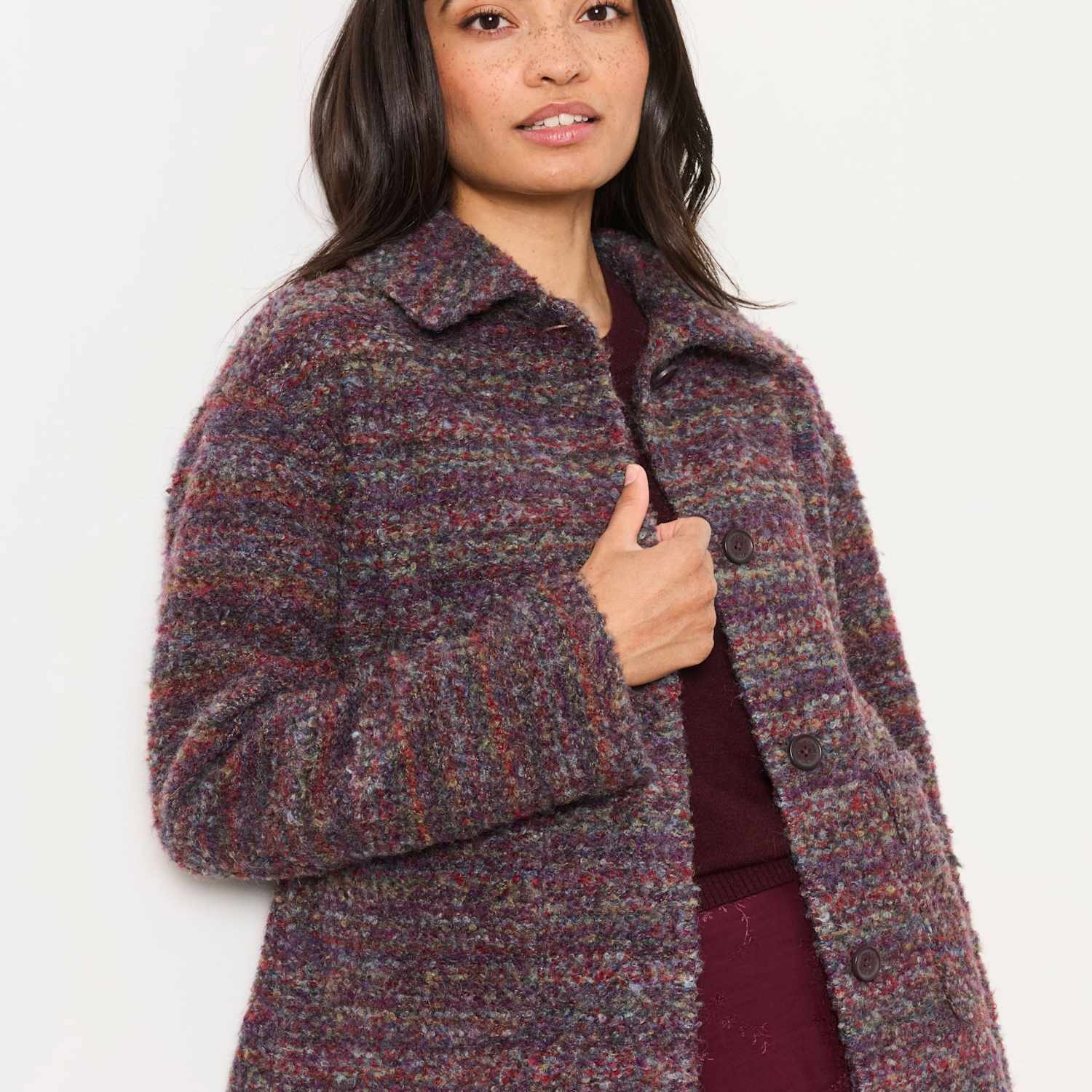 Fatface Women's Boucle Short Tailored Jacket - 16 - Purple Mix - Available at M&S