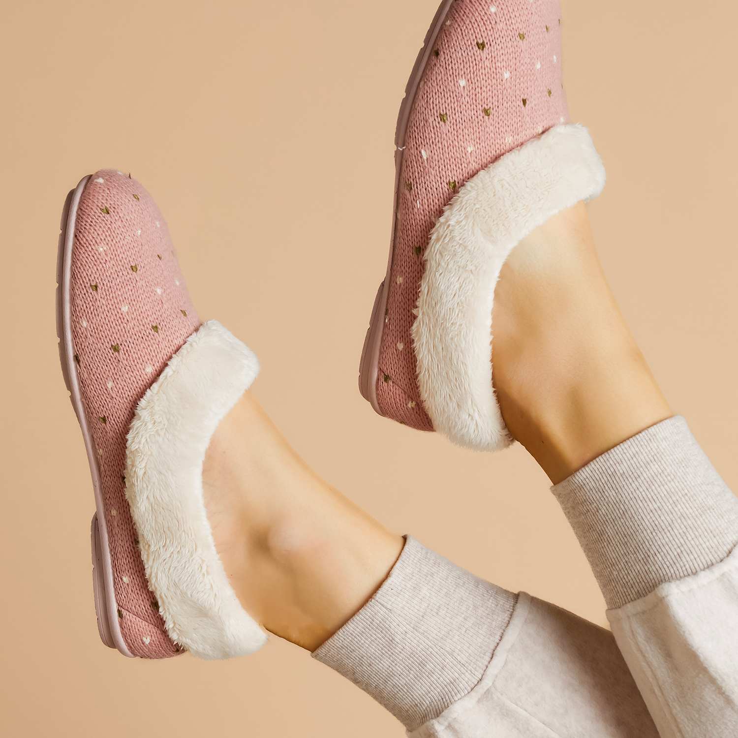 Jones Bootmaker Women's Polka Dot Faux Fur Lined Slippers - 4 - Pink - Available at M&S