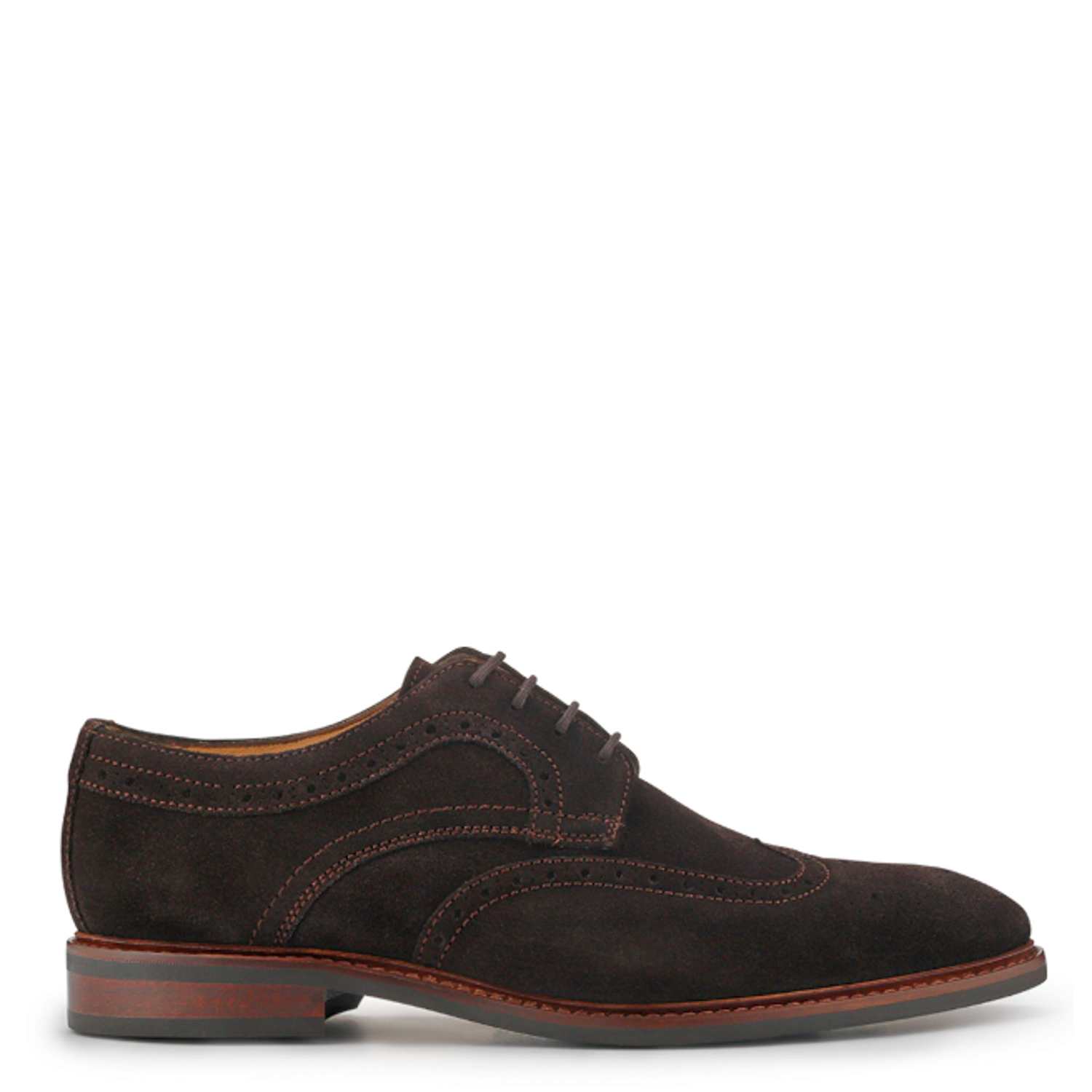 Jones Bootmaker Men's Suede Brogue Derby Shoes - 7 - Dark Brown - Available at M&S