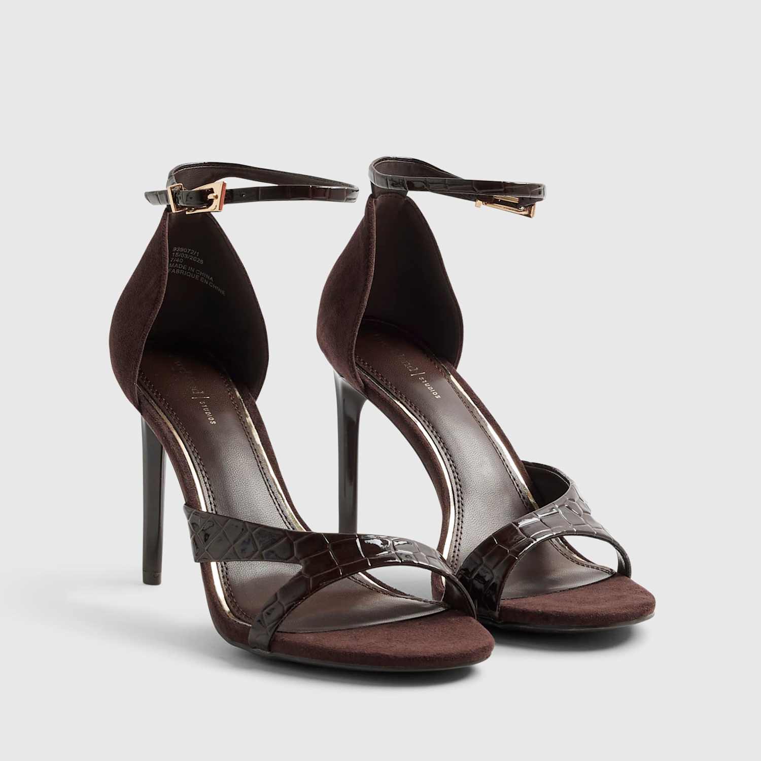 River Island Women's Ankle Strap Stiletto Sandals - 8 - Chocolate - Available at M&S