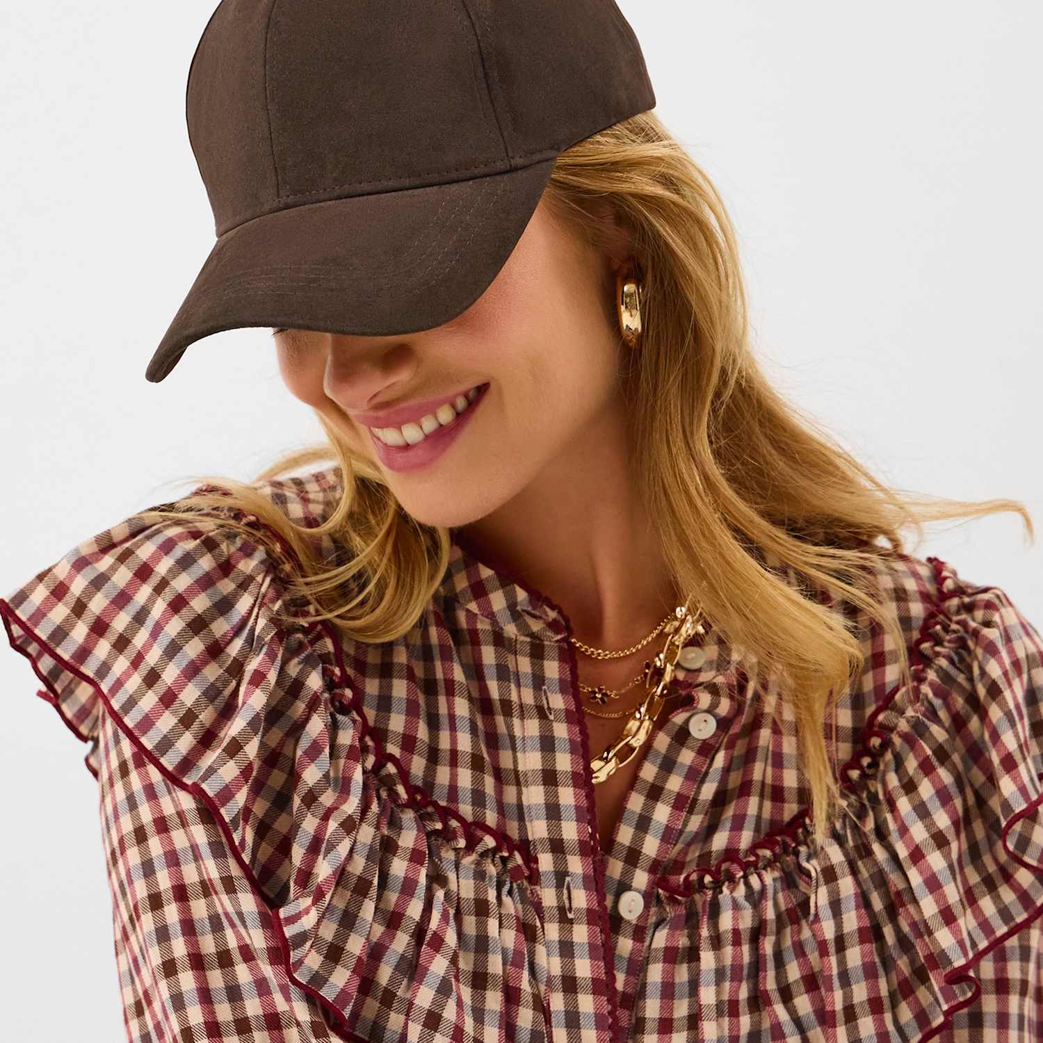 Accessorize Women's Faux Suede Baseball Cap - Chocolate - Available at M&S