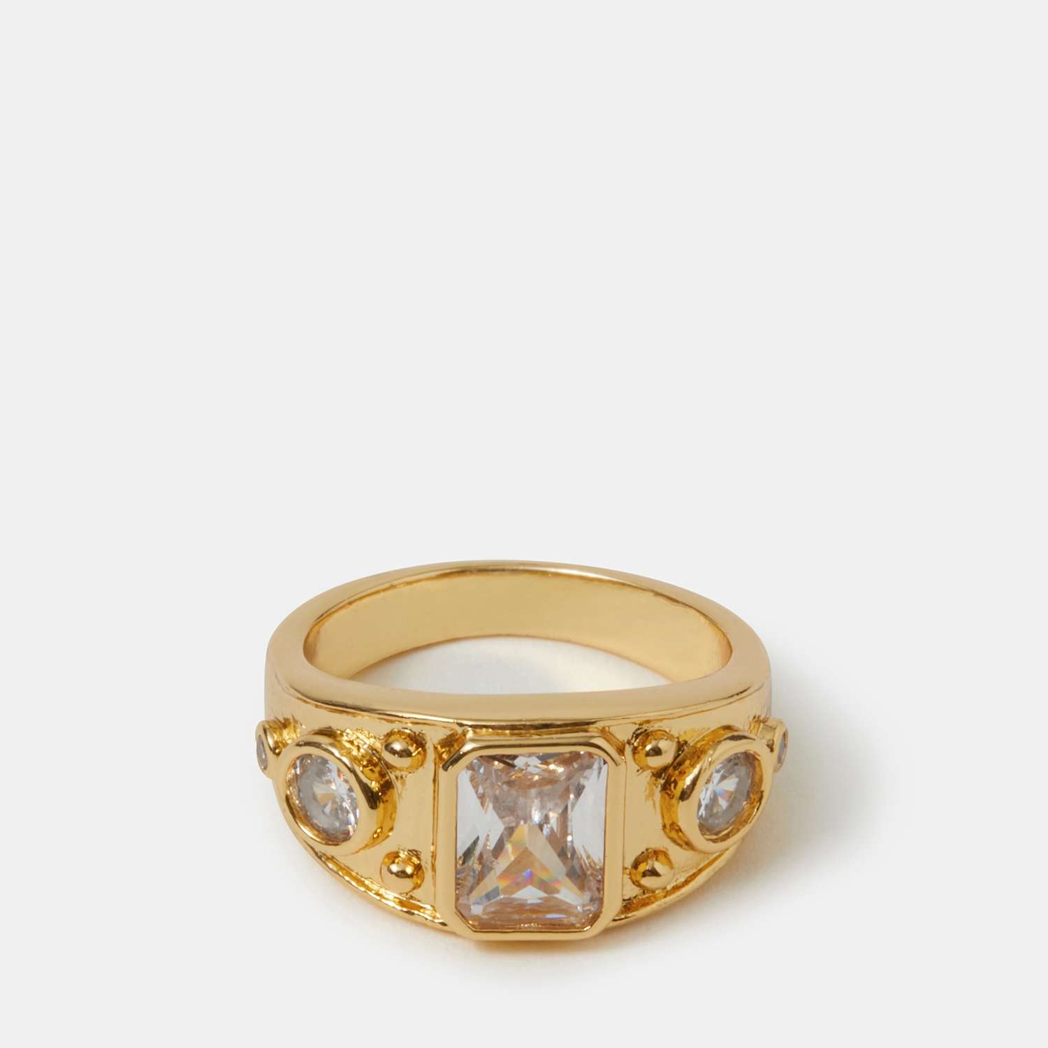 Accessorize Women's 14ct Gold Plated Stone Ring - Medium - Available at M&S