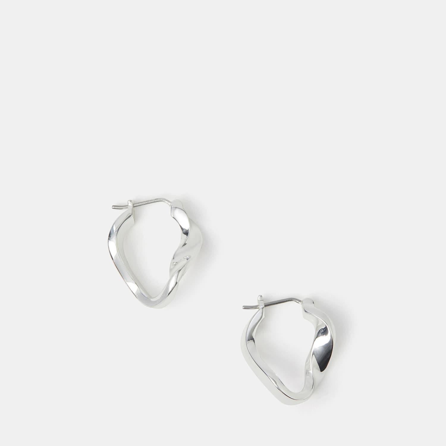 Accessorize Women's Silber Plated Molten Hoop Earrings - Silver - Available at M&S