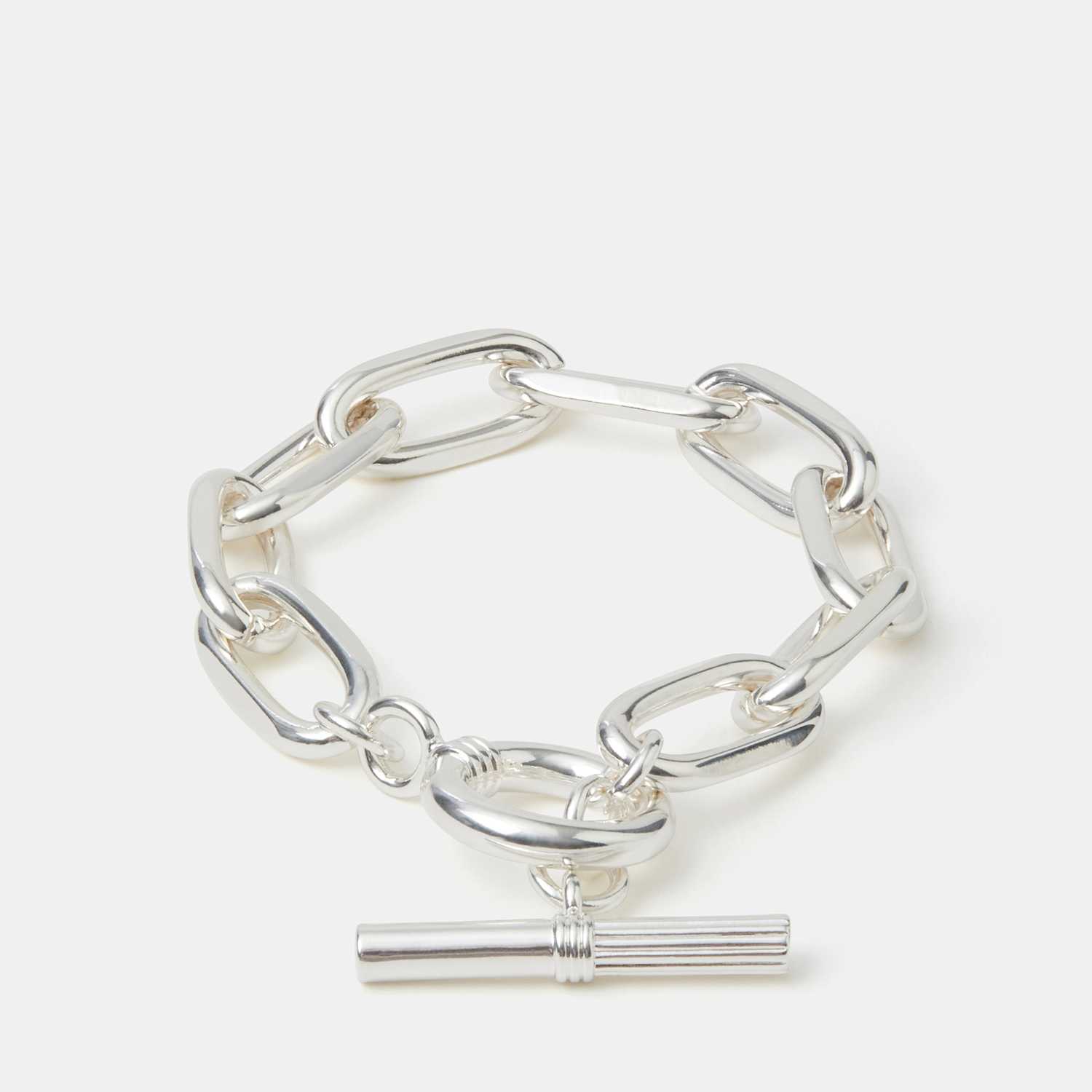 Accessorize Women's Sliver Plated T-Bar Chunky Chain Bracelet - Silver - Available at M&S