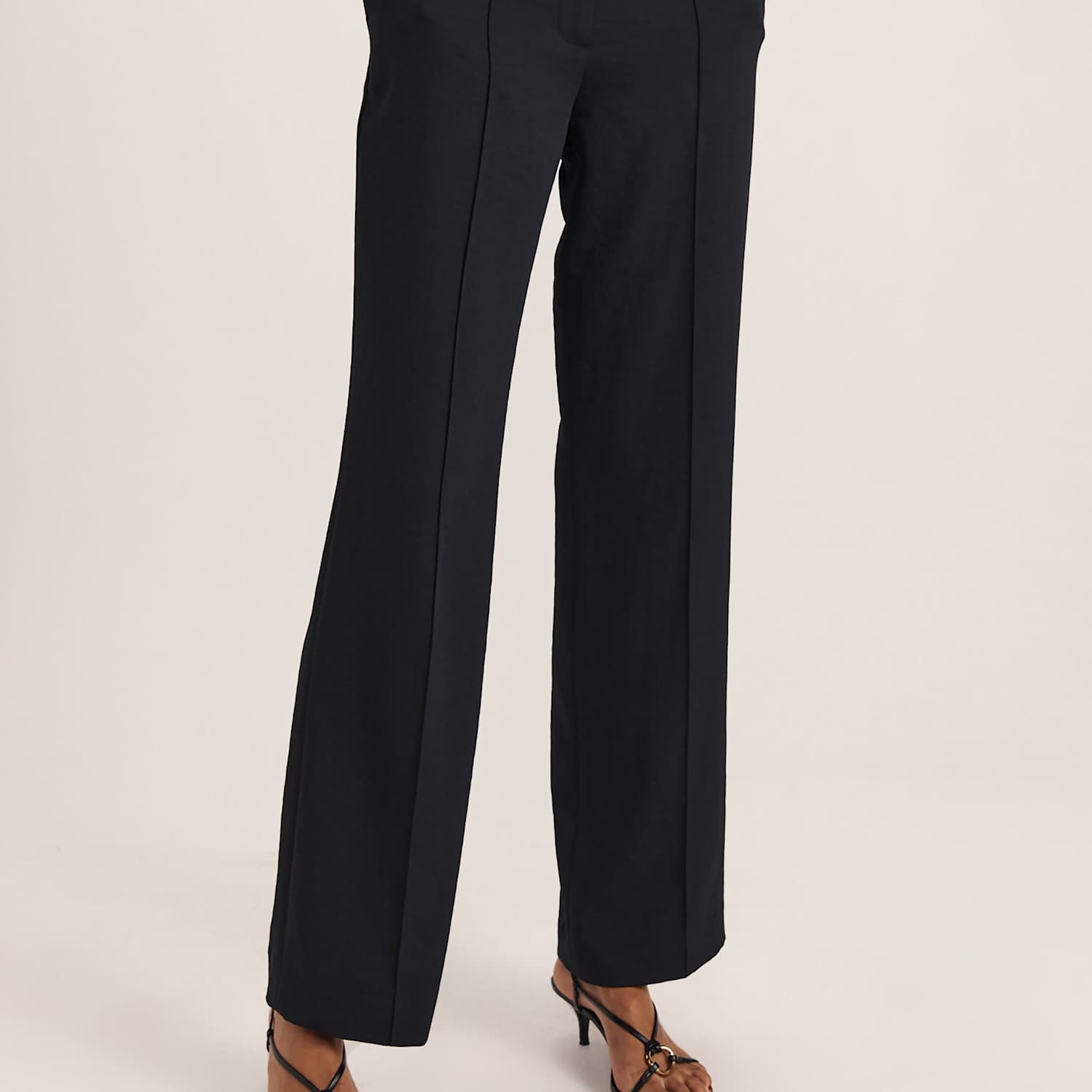 Saba Women's Pintuck Wide Leg Trousers - 12 - Black - Available at M&S