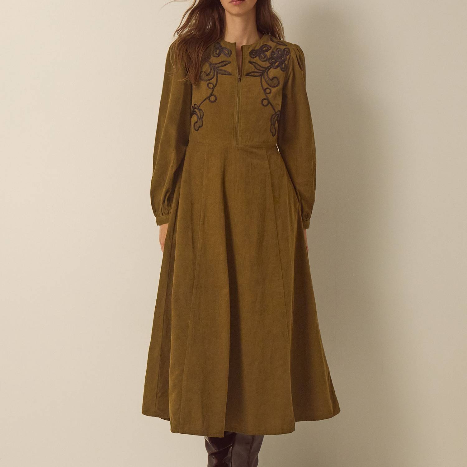 Monsoon Women's Cord Embroidered Midi Dress - 20 - Yellow Mix - Available at M&S